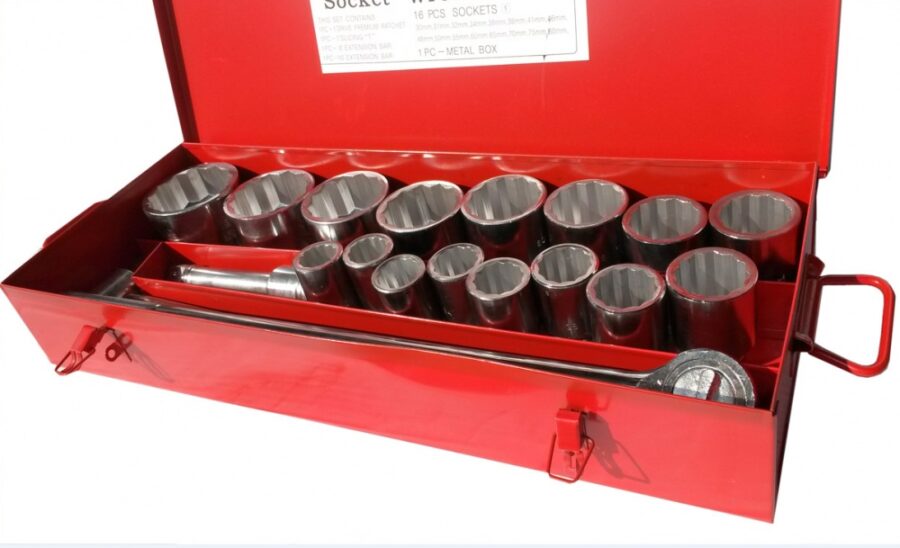 Socket Set 12-point | 25 mm (1") drive | 30-80 mm | 21 pcs. (SK1386) - SK1386 salidzini kurpirkt cenas