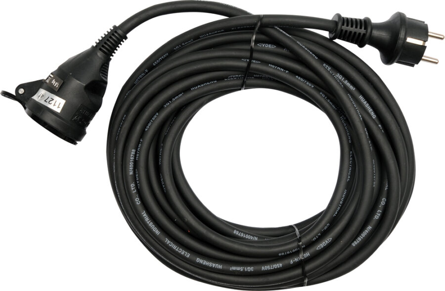 EXTENSION CORD IN RUBBER PROTECTION /BLACK/ 5M (YT-8111) - YT-8111 salidzini kurpirkt cenas