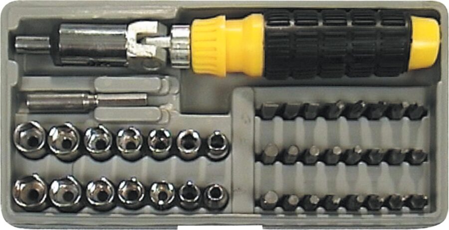 RATCHET SCREWDRIVER SET 41PCS /PLASTIC CASE/ (65170) - 65170 salidzini kurpirkt cenas