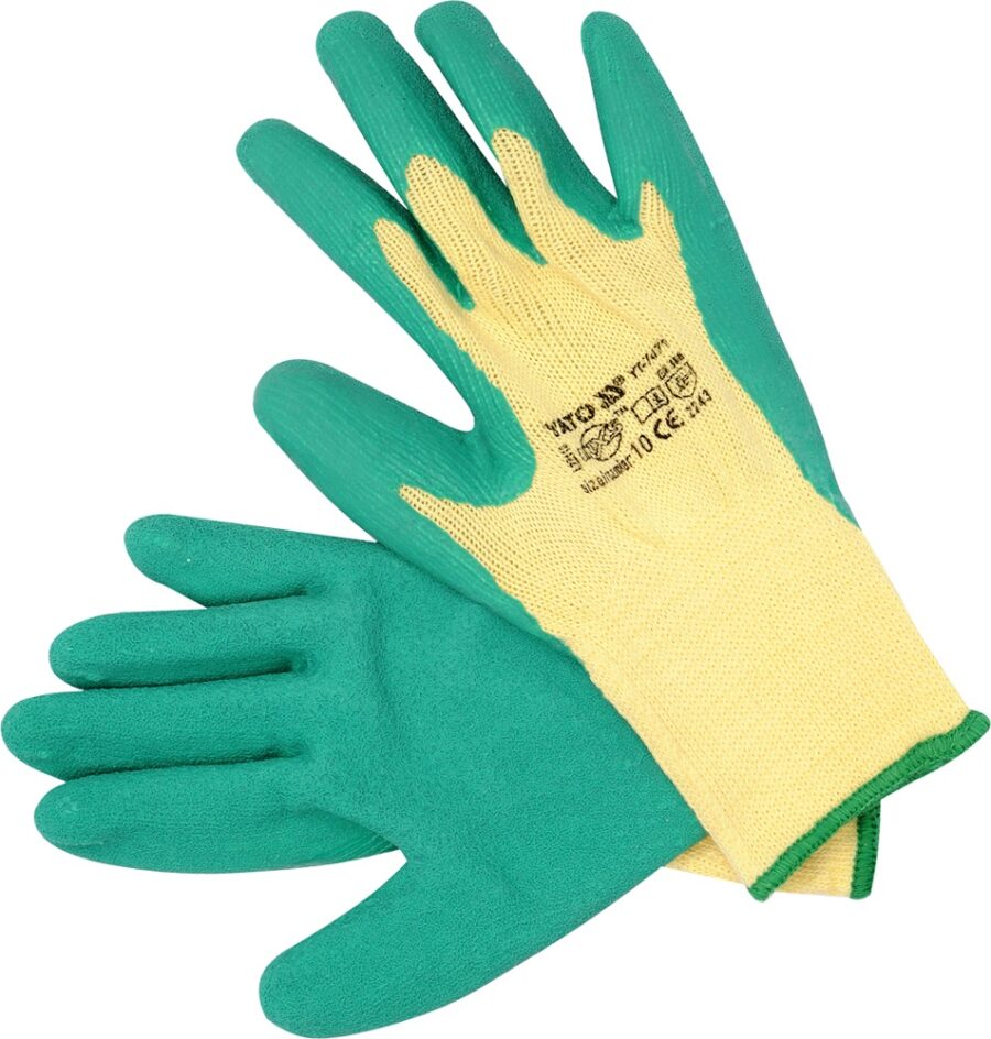 GLOVES COTTON/PE LATEX 10" (YT-7471) - YT-7471 salidzini kurpirkt cenas