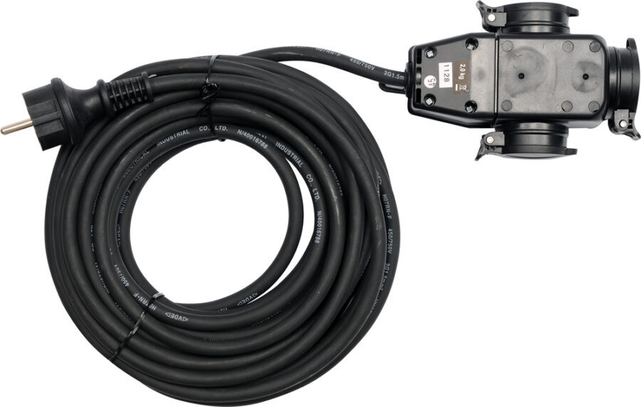 3 WAYS EXTENSION CORD IN RUBBER PROTECTION /BLACK/ 3-SOCKETS WITH EARTHING 10M (YT-8116) - YT-8116 salidzini kurpirkt cenas