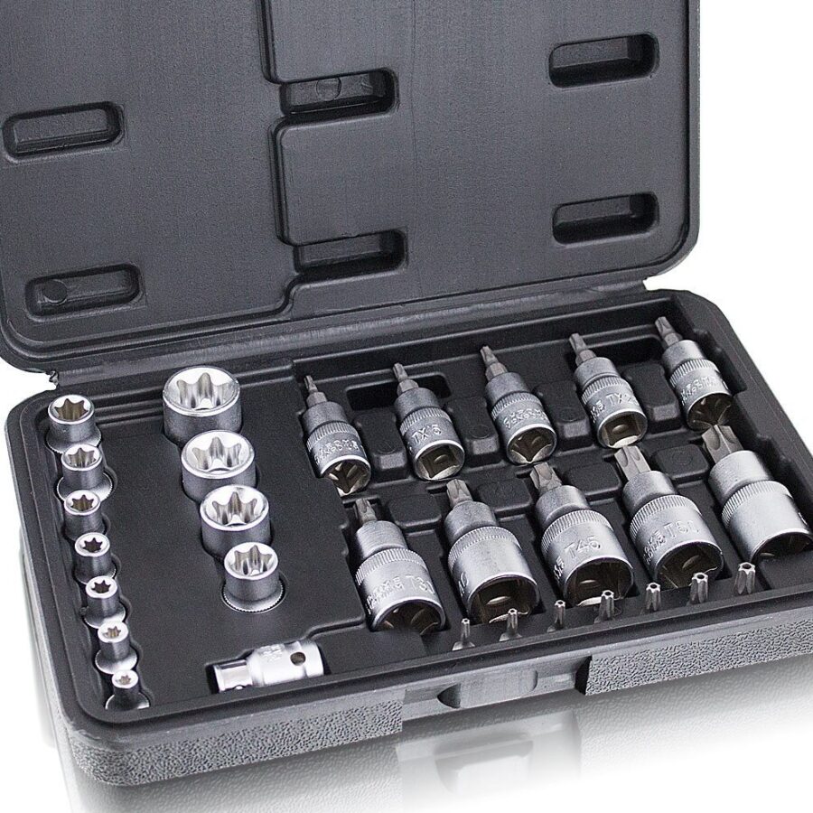 30-piece T STAR Bit & Socket Set | 1/2"+3/8"+1/4" (SK-TS30) - SK-TS30 salidzini kurpirkt cenas