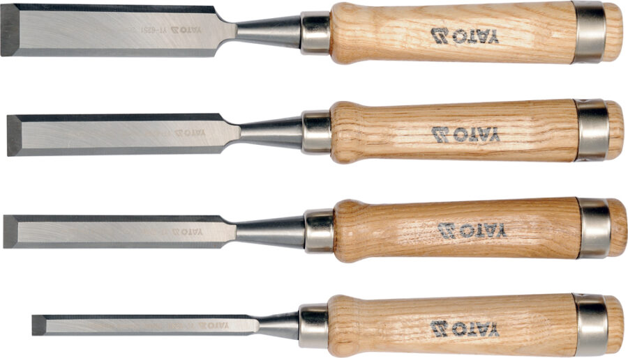 CHISEL SET 10-16-20-25MM CrV60 WITH WOODEN HANDLE (YT-6260) - YT-6260 salidzini kurpirkt cenas