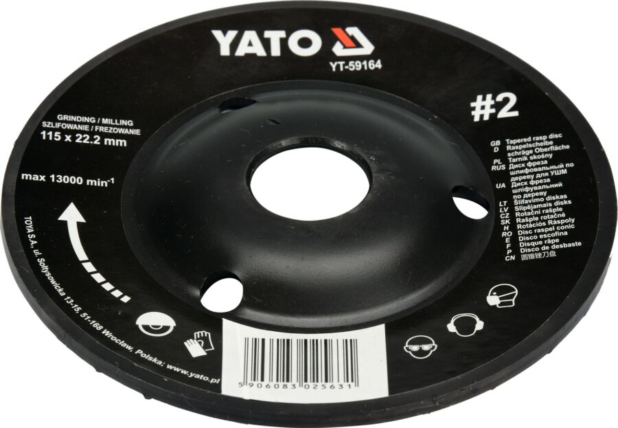 Tapered rasp disc 115mm No2 (YT-59164) - YT-59164 salidzini kurpirkt cenas