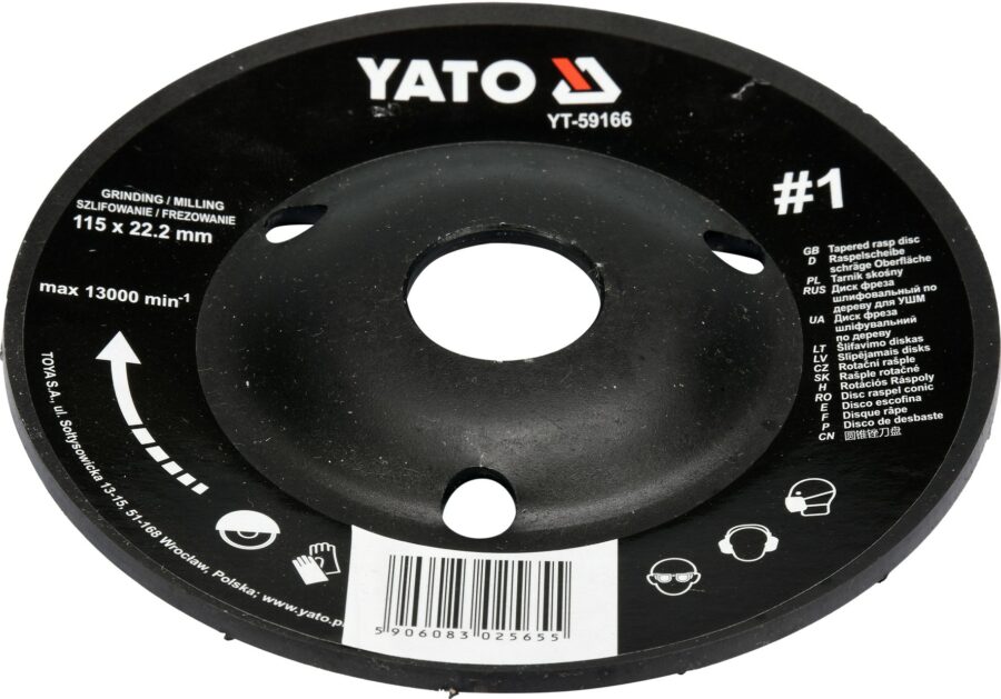 Tapered rasp disc 115mm No1 (YT-59166) - YT-59166 salidzini kurpirkt cenas