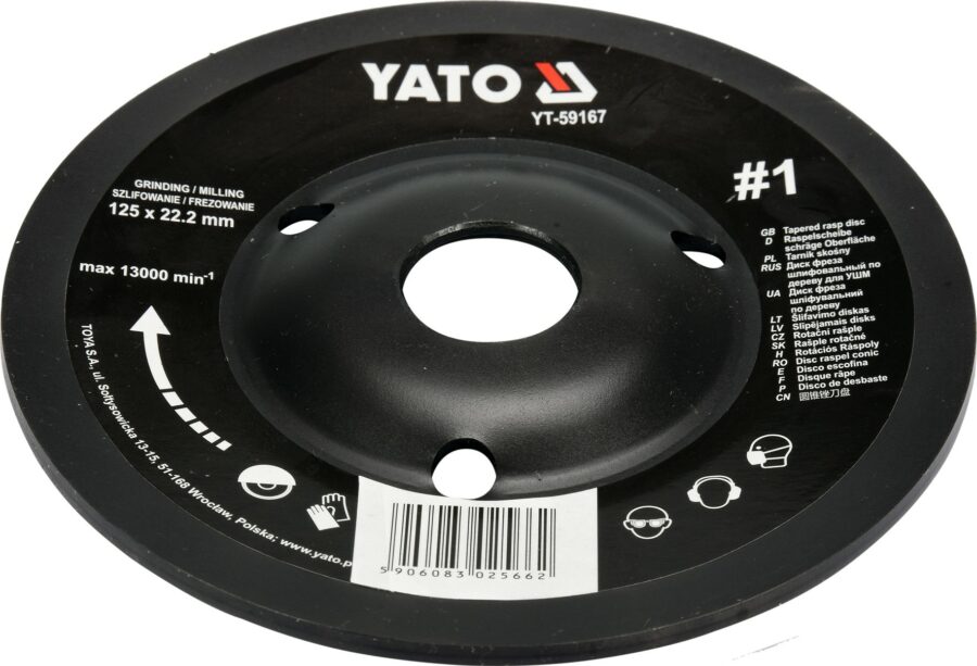 Tapered rasp disc 125mm No1 (YT-59167) - YT-59167 salidzini kurpirkt cenas