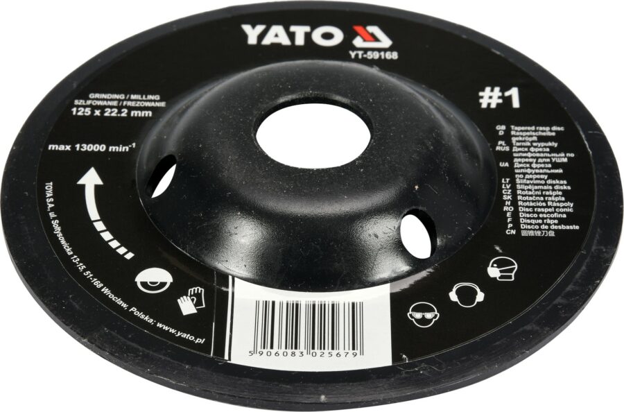 Tapered rasp disc 125mm No1 (YT-59168) - YT-59168 salidzini kurpirkt cenas