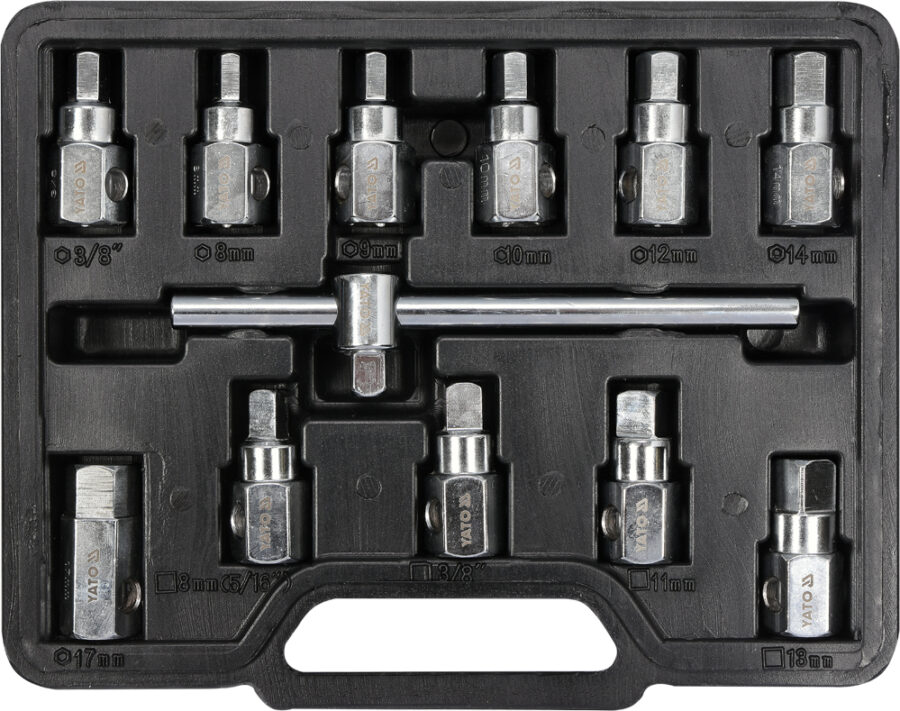 12-piece Universal Drain Plug Key Set (YT-0600) - YT-0600 salidzini kurpirkt cenas