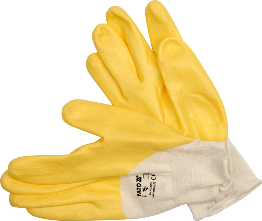 WORKING GLOVES RUBBER COATED YELLOW 9" (YT-7480) - YT-7480 salidzini kurpirkt cenas