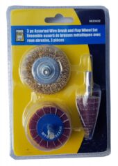 Assorted wire brush and flap wheel set | 3 pcs (SK863342) - SK863342 salidzini kurpirkt cenas