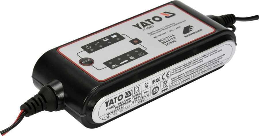 ELECTRONIC BATTERY CHARGER 6-12V/4A (YT-83032) - YT-83032 salidzini kurpirkt cenas