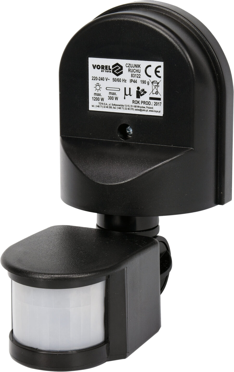 MOTION DETECTOR PIR IP44 BLACK (83122) - 83122 salidzini kurpirkt cenas