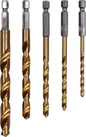 Metal drills 5pc 4-10MM HSS Hex Tin Coated (44700V) - 44700V salidzini kurpirkt cenas