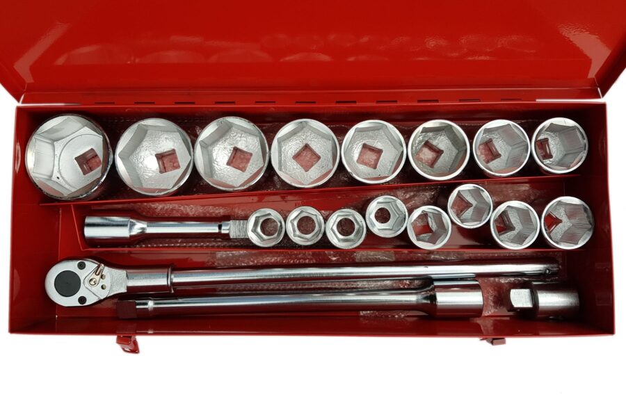 Socket Set 6-point | 25 mm (1") drive | 30-80 mm | 21 pcs. (SK1387) - SK1387 salidzini kurpirkt cenas