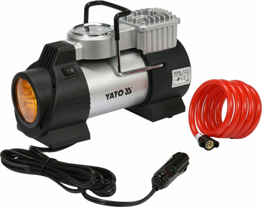 CAR AIR COMPRESSOR WITH LED LIGHT | 12V / 180W (YT-73460) - YT-73460 salidzini kurpirkt cenas