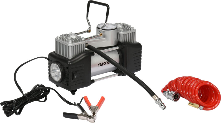 CAR AIR COMPRESSOR WITH LED LIGHT | 12V / 250W (YT-73462) - YT-73462 salidzini kurpirkt cenas