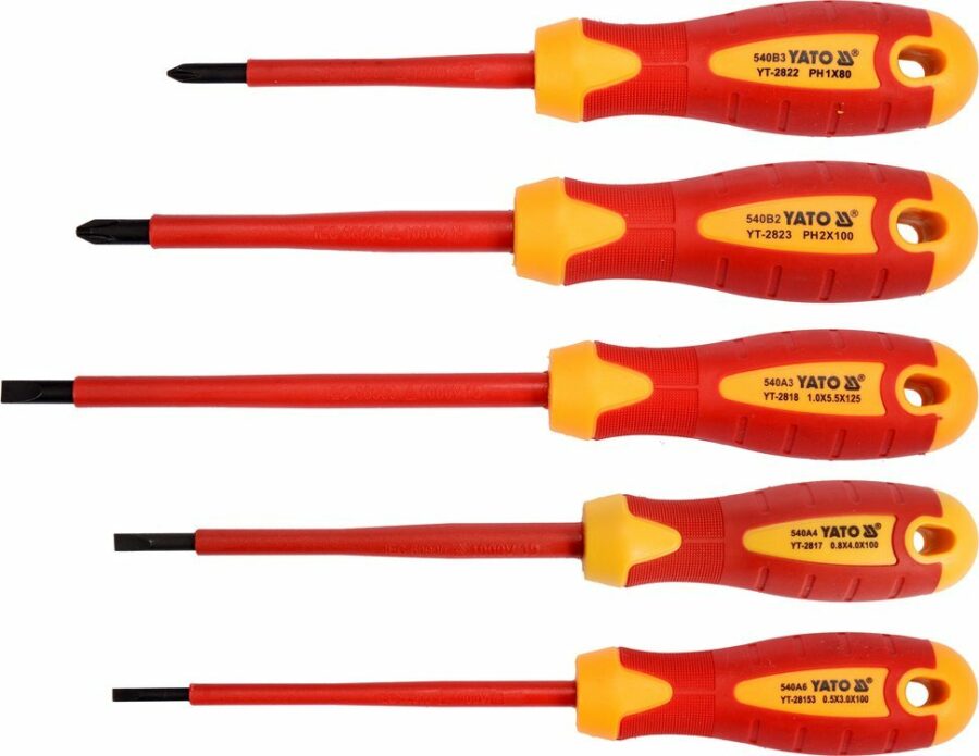 5-piece VDE Electrician Screwdriver Set (YT-2827) - YT-2827 salidzini kurpirkt cenas