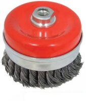 Steel Twisted Knot Wire Cup Brush 100mm M14 + band (ES740100R) - ES740100R salidzini kurpirkt cenas