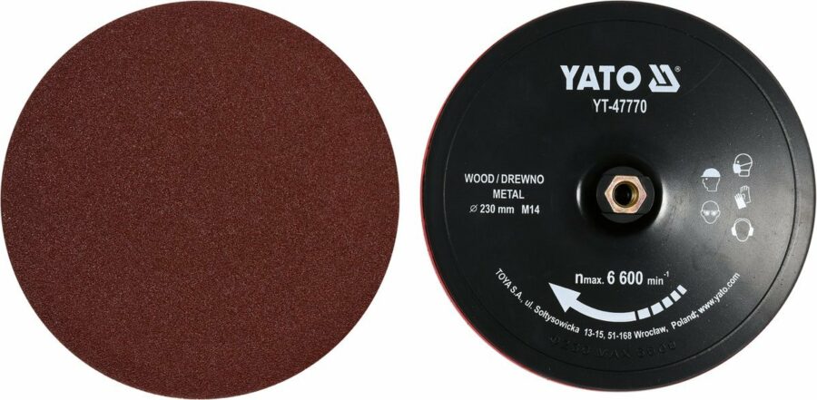 VELCRO PLATE DISC 230MM M14 + ACCESORIES (YT-47770) - YT-47770 salidzini kurpirkt cenas