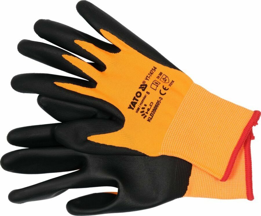 15G NITRILE COATED NYLON PROTECTIVE GLOVES WITH COATING FOR SMARTPHONE HANDLING SIZE 8 (YT-74754) - YT-74754 salidzini kurpirkt cenas