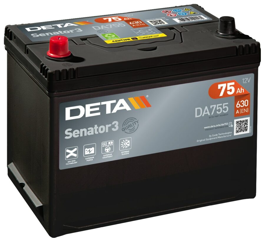 Akumulators DETA SENATOR - 12V - 75  Ah - 3661024024174