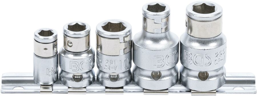 Bit Adaptor Set with Retaining Ball | 6.3 mm (1/4") / 10 mm (3/8") / 12.5 mm (1/2") Drive | 5 pcs. (70103) - 70103 salidzini kurpirkt cenas