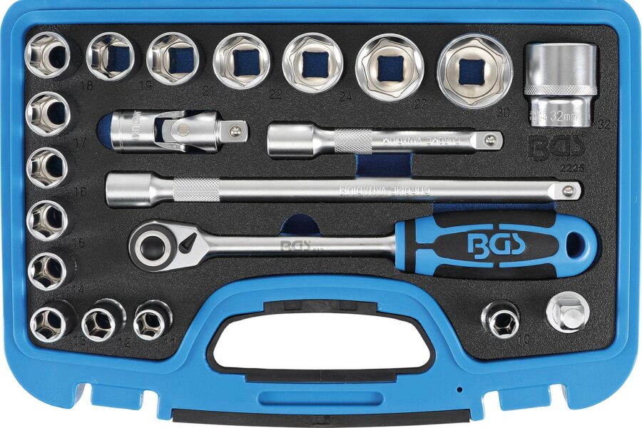 Muciņu komplekts | 12.5 mm (1/2") Drive | 10 - 32 mm | 21.gab (2225) - 2225 salidzini kurpirkt cenas