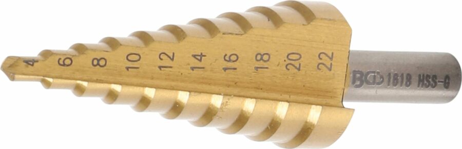 Step Drill | titanium-nitrated | Ø 4 - 22 mm (1618) - 1618 salidzini kurpirkt cenas