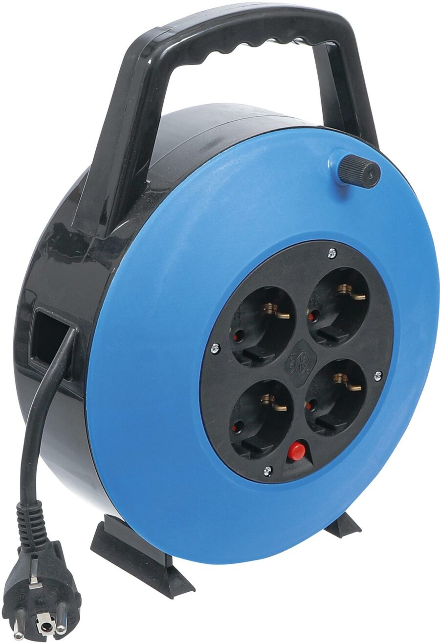 Cable Reel | Closed Type | 10 m | 3 x 1.5 mm² | 4 Socket Outlets | IP 20 | 3000 W (3363) - 3363 salidzini kurpirkt cenas