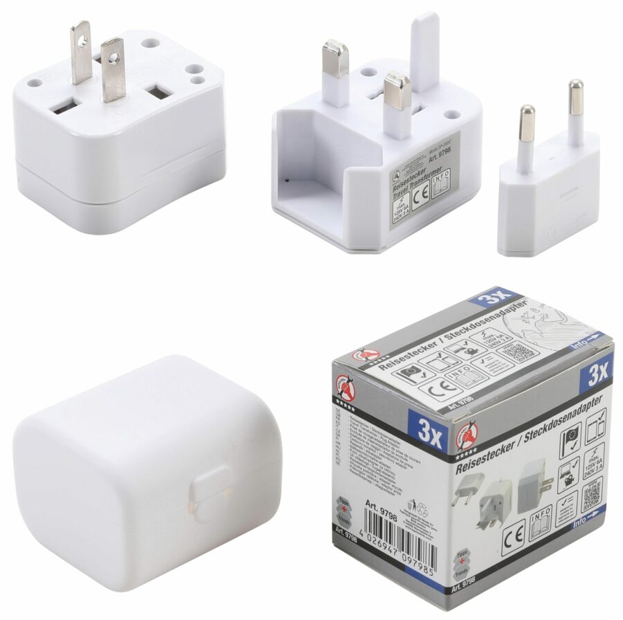 Travel Plug Adaptor | 3 pcs. (9798) - 9798 salidzini kurpirkt cenas