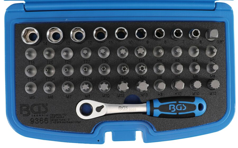 Push through bit and socket set | 44 pcs (9366) - 9366 salidzini kurpirkt cenas