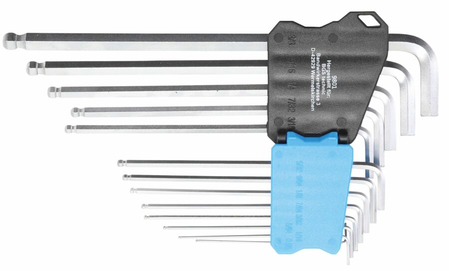 L-Type Wrench Set | extra long | Inch Sizes | internal Hexagon / internal Hexagon with Ball Point 0.05" - 3/8" | 13 pcs. (9801) - 9801 salidzini kurpirkt cenas