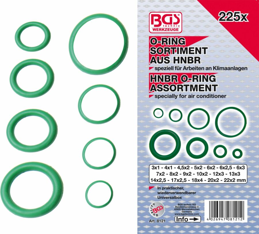 O-Ring Assortment | Ø 3 - 22 mm | 225 pcs. (8121) - 8121 salidzini kurpirkt cenas