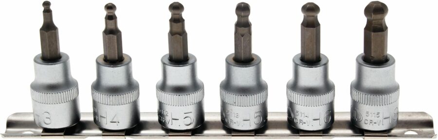 Bit Socket Set | 10 mm (3/8") drive | internal Hexagon ball point 3 - 8 mm | 7 pcs. (5109) - 5109 salidzini kurpirkt cenas