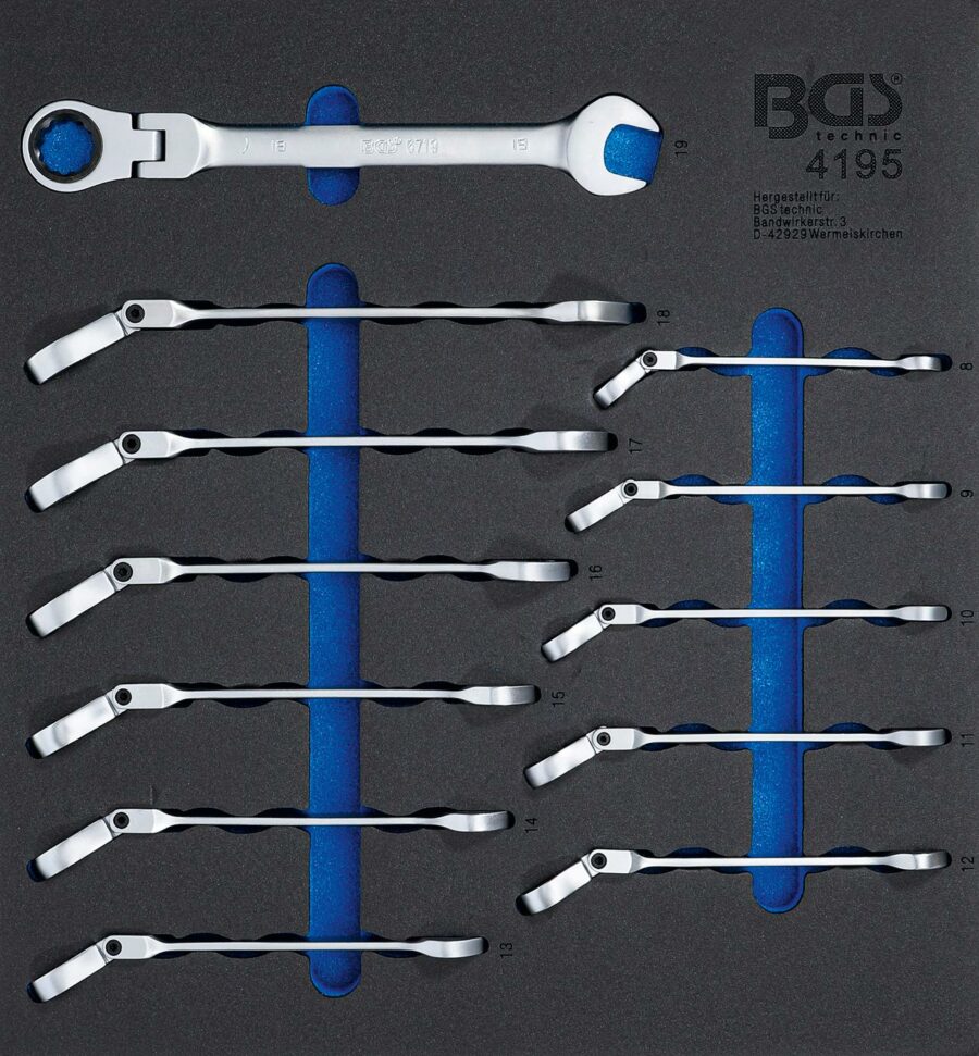 Tool Tray 1/3: Ratchet Combination Wrench Set | 8 - 19 mm | 12 pcs. (4195) - 4195 salidzini kurpirkt cenas