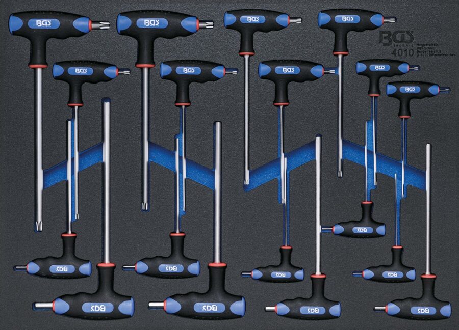 Tool Tray 3/3: Screwdriver with T-Handle and side Blade | internal Hexagon/T-Star (for Torx) | 18 pcs. (4010) - 4010 salidzini kurpirkt cenas