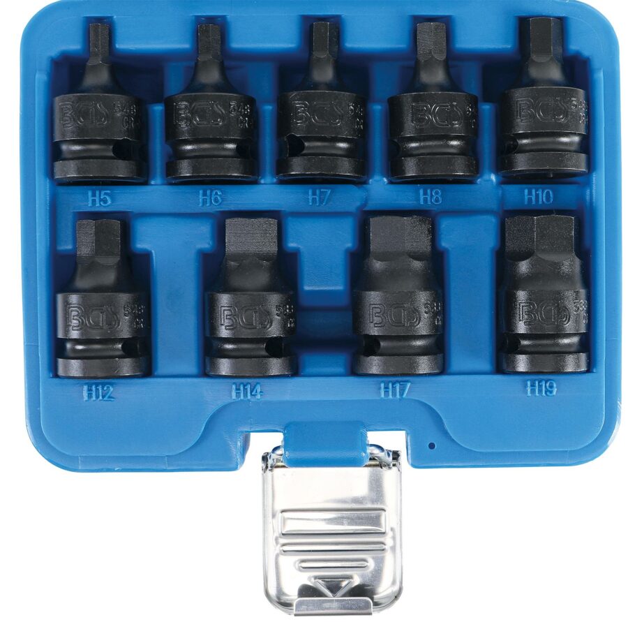 Impact bit Socket Set | 12.5 mm (1/2") drive | internal Hexagon 5 - 19 mm | 9 pcs. (5485) - 5485 salidzini kurpirkt cenas