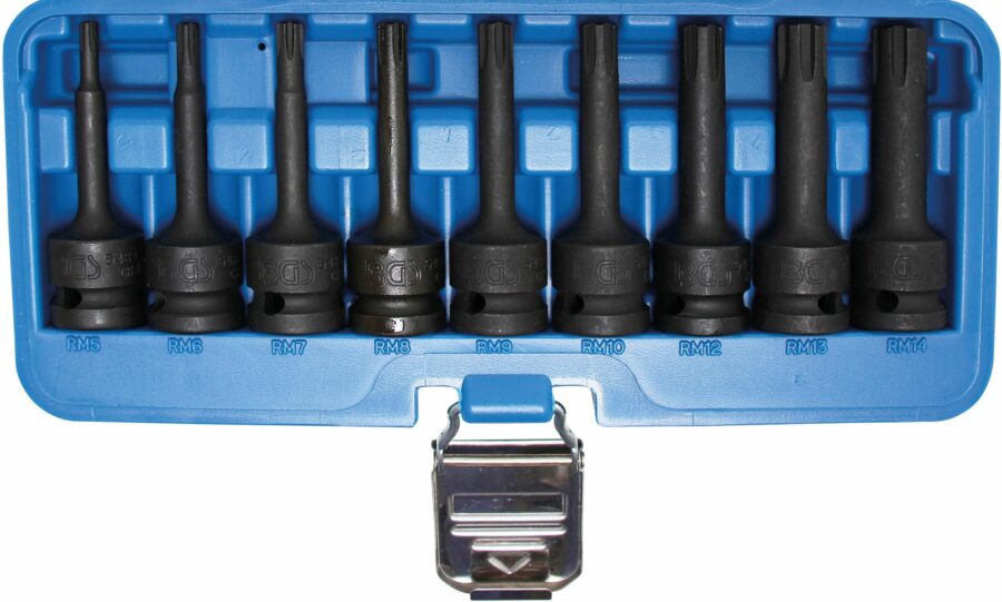 Impact Bit Socket Set | 12.5 mm (1/2") drive | Spline (for Ribe) M5 - M14 | 9 pcs. (5483) - 5483 salidzini kurpirkt cenas