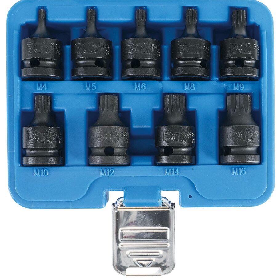 Impact bit socket set | 12.5 mm (1/2") | Spline (for XZN) M4 - M16 | 9 pcs. (5487) - 5487 salidzini kurpirkt cenas