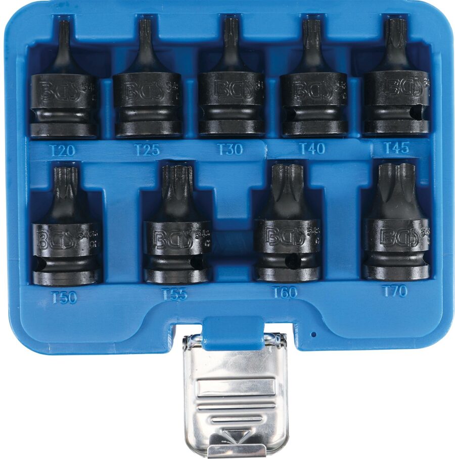 Impact bit socket set | 12.5 mm (1/2") | T-star (for Torx) T20 - T70 | 9 pcs. (5486) - 5486 salidzini kurpirkt cenas