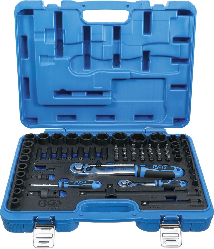 Impact Socket Set Hexagon | 6.3 mm (1/4") + 12.5 mm (1/2") | 69 pcs. (5255) - 5255 salidzini kurpirkt cenas