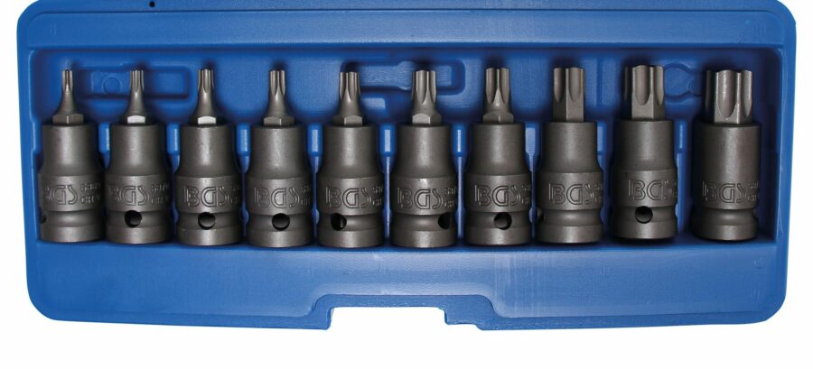 Impact Bit Socket Set | 12.5 mm (1/2") drive | T-Star (for Torx) T20 - T70 | 10 pcs. (5097) - 5097 salidzini kurpirkt cenas