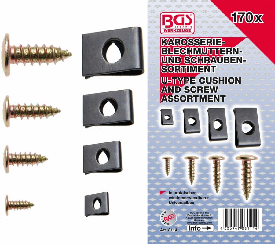 Screw and U-Type Cushion Assortment | 170 pcs. (8114) - 8114 salidzini kurpirkt cenas