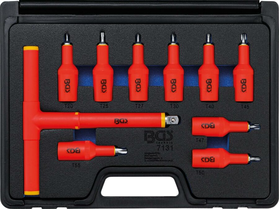 VDE Bit Socket Set | 12.5 mm (1/2") Drive | T-Star (for Torx) T20 - T55 | 10 pcs. (7131) - 7131 salidzini kurpirkt cenas