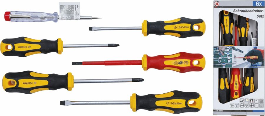 VDE Electrician′s- / Screwdriver Set | Slot SL / Cross Slot PZ | 6 pcs. (35816) - 35816 salidzini kurpirkt cenas