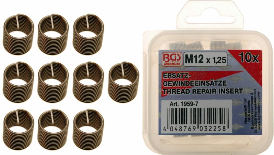 Replacement Thread Inserts | M12 x 1.25 | 10 pcs. (1959-7) - 1959-7 salidzini kurpirkt cenas