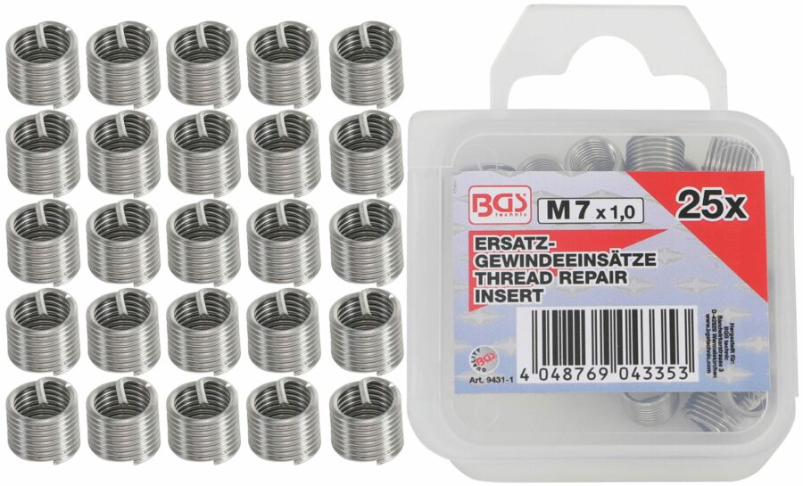 Replacement Thread Inserts | M7 x 1.0 mm | 25 pcs. (9431-1) - 9431-1 salidzini kurpirkt cenas